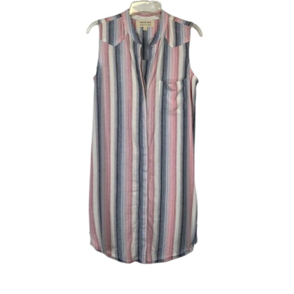 Cloth & Stone Sunburst Fray mini button down sleeveless dress size Small